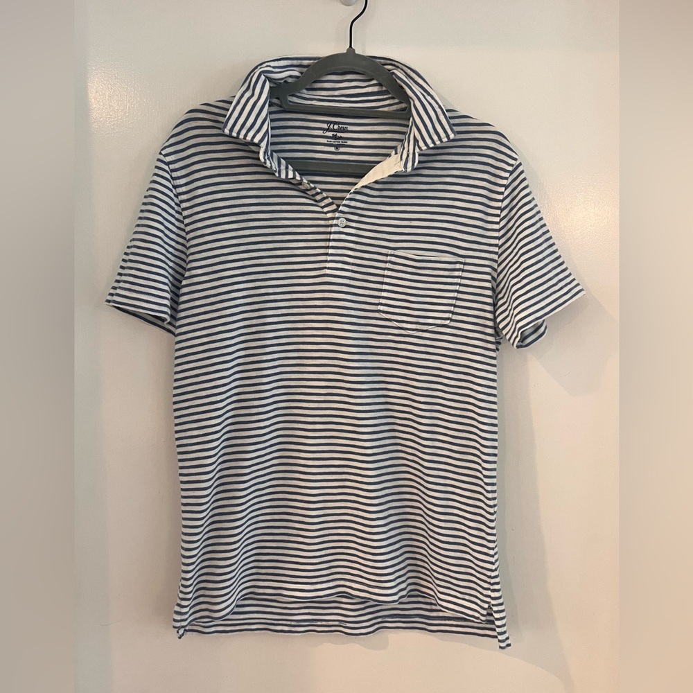 J Crew Blue Striped Polo Shirt